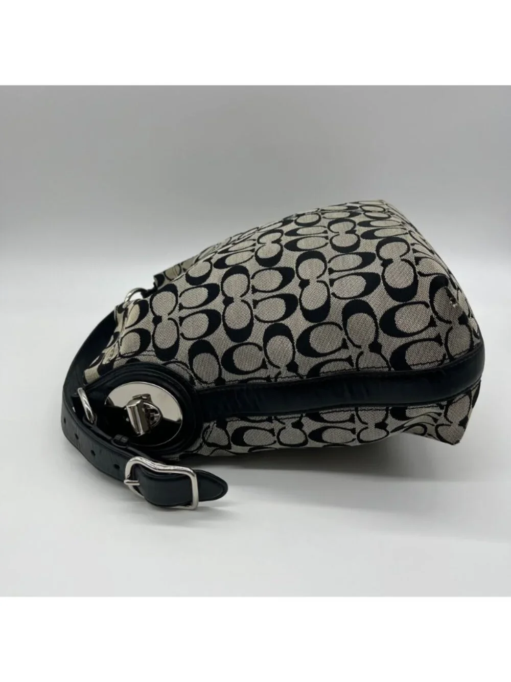 Coach Grey Signature Canvas Hobo Shoulder Bag F16538